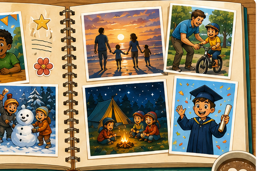 Een fotoboek vol mooie herinneringen en gewone dagelijkse momenten.